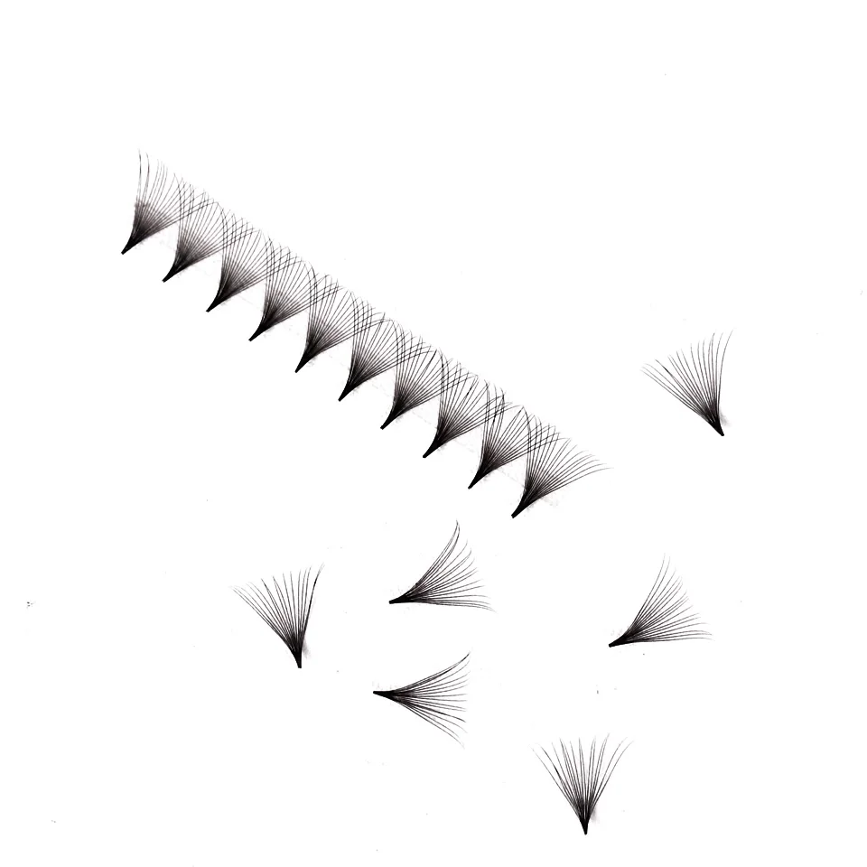 AGUUD 10 Trays/Lot Korea Premade Russian Volume Lashes Super Fans Needle Pointy Stem Narrow Base Promade Fans Eyelash Extensions