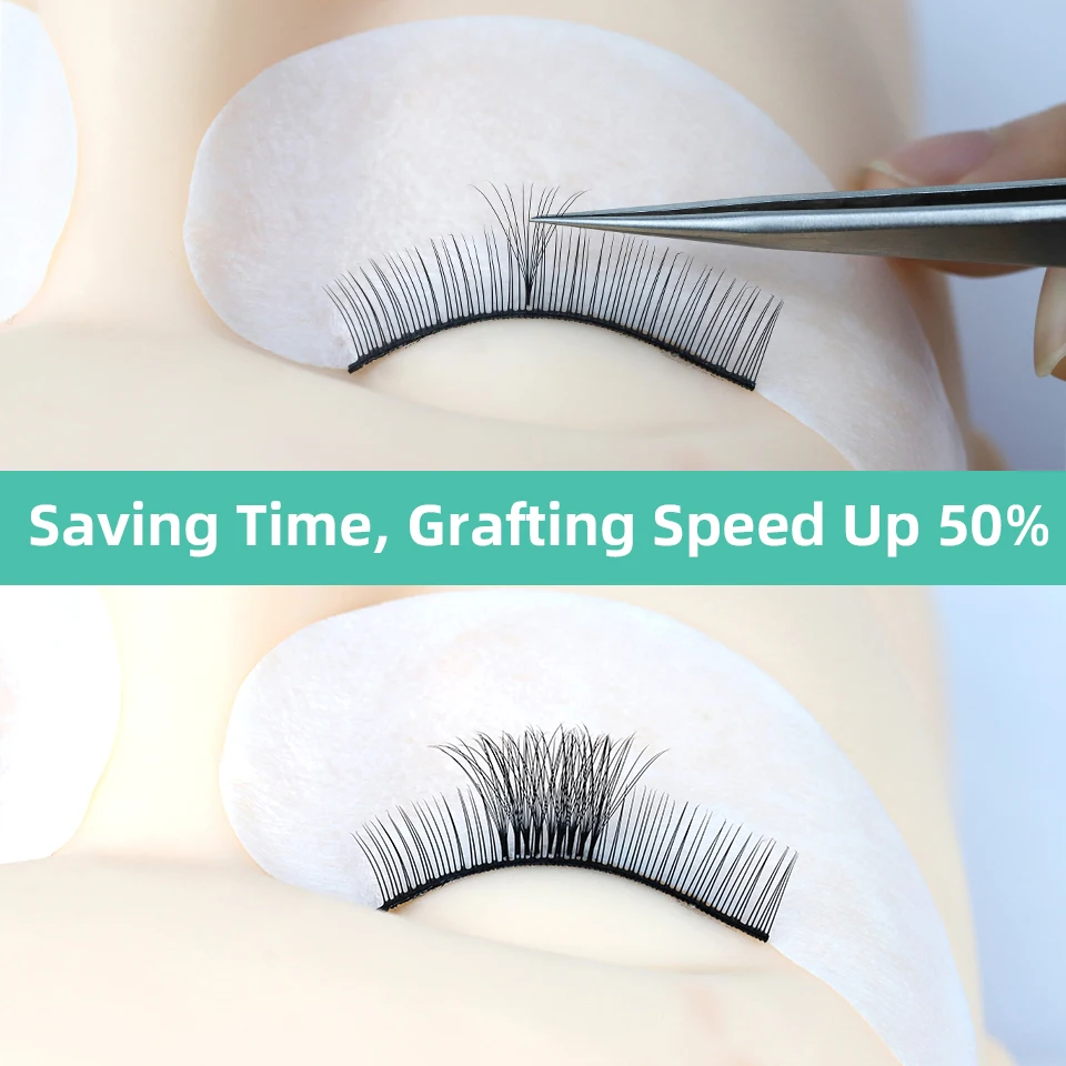 AGUUD 10 Trays/Lot Korea Premade Russian Volume Lashes Super Fans Needle Pointy Stem Narrow Base Promade Fans Eyelash Extensions