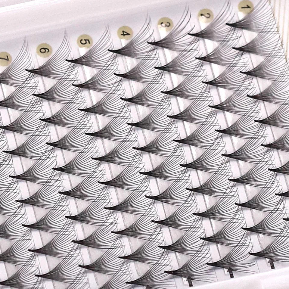 AGUUD 10 Trays/Lot Korea Premade Russian Volume Lashes Super Fans Needle Pointy Stem Narrow Base Promade Fans Eyelash Extensions