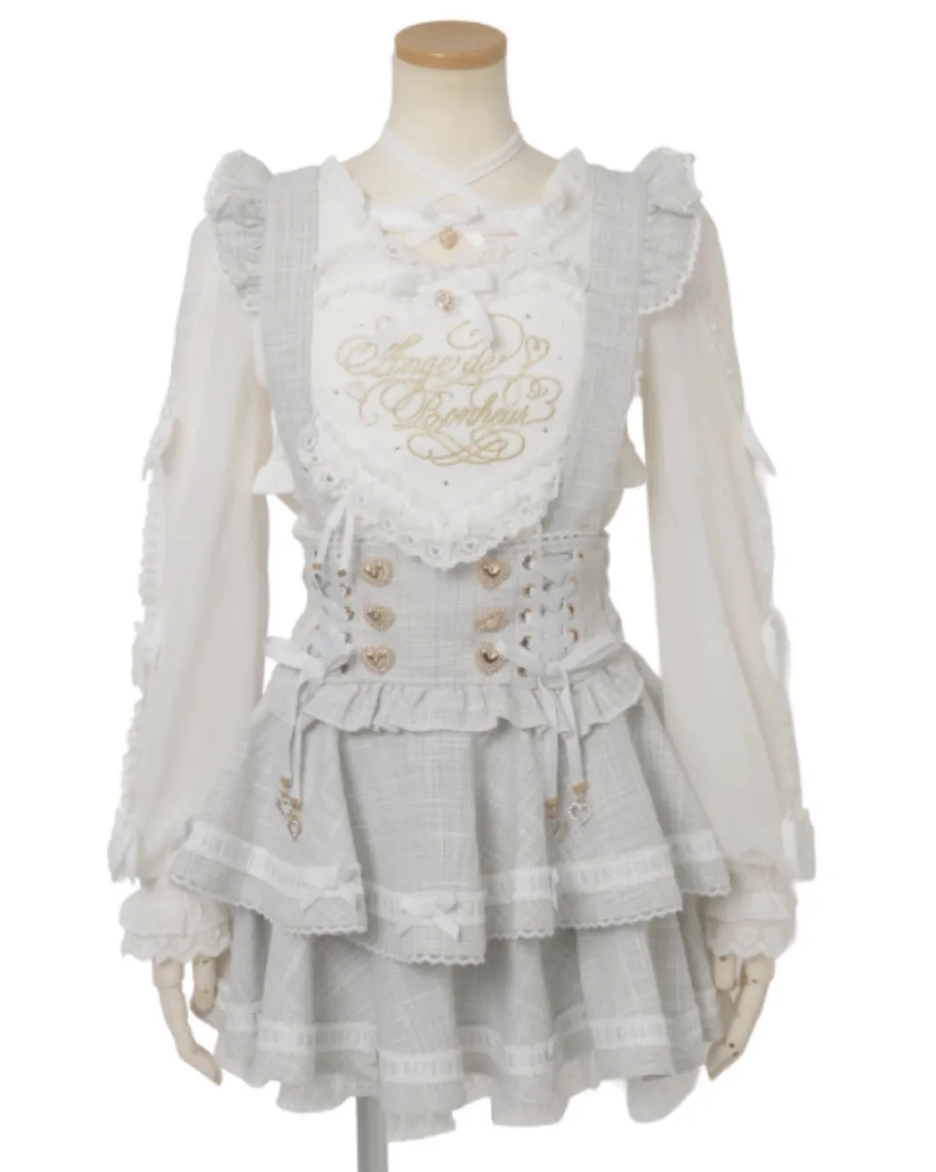 Japanese New Sweet Cute Pink White Lolita Shirts Women Girl Kawaii Lace Big Heart Cross Strap Long Sleeve Blouses Liz Shirt Tops