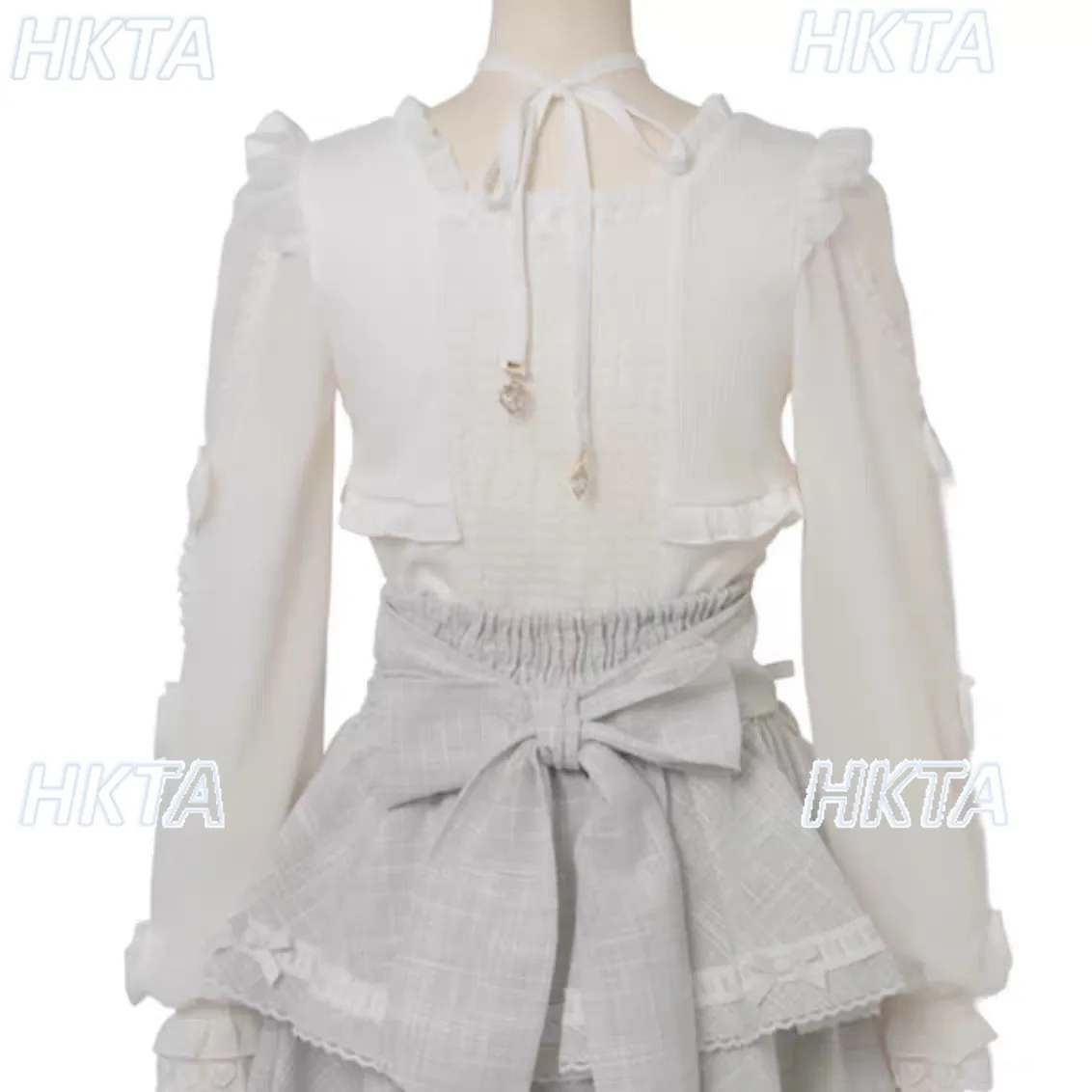 Japanese New Sweet Cute Pink White Lolita Shirts Women Girl Kawaii Lace Big Heart Cross Strap Long Sleeve Blouses Liz Shirt Tops