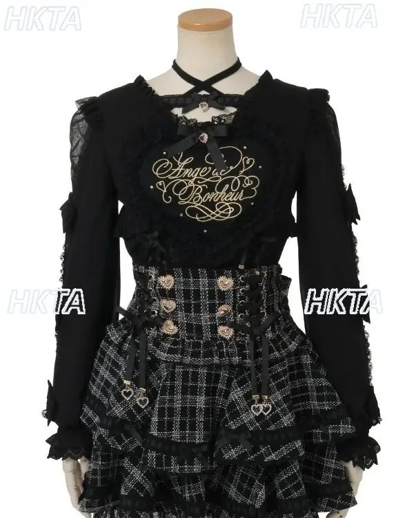Japanese New Sweet Cute Pink White Lolita Shirts Women Girl Kawaii Lace Big Heart Cross Strap Long Sleeve Blouses Liz Shirt Tops