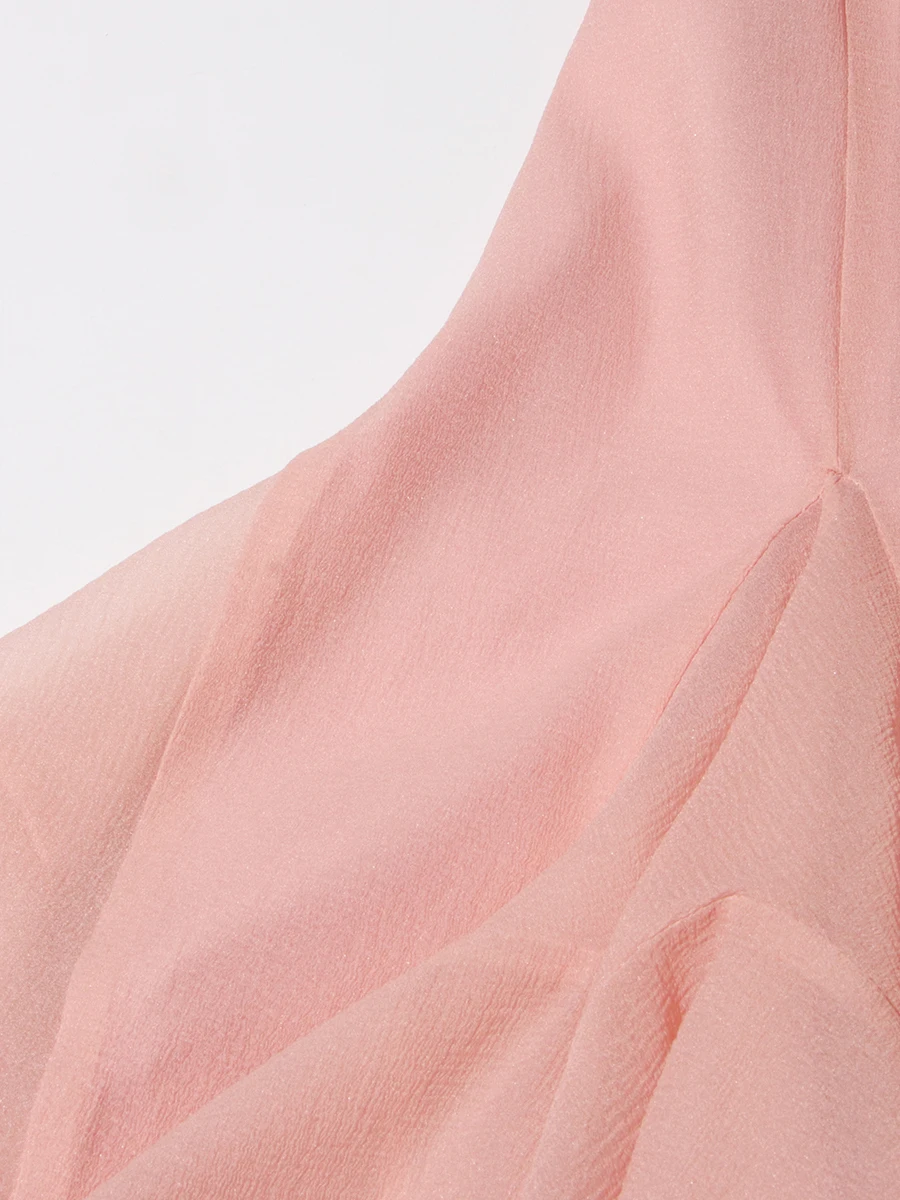 TWOTWINSTYLE Women's Dress Irregular Pleated Patchwork Fashion Long Lantern Sleeve Waist Cinching Mini Dresses 2024 New Clothing