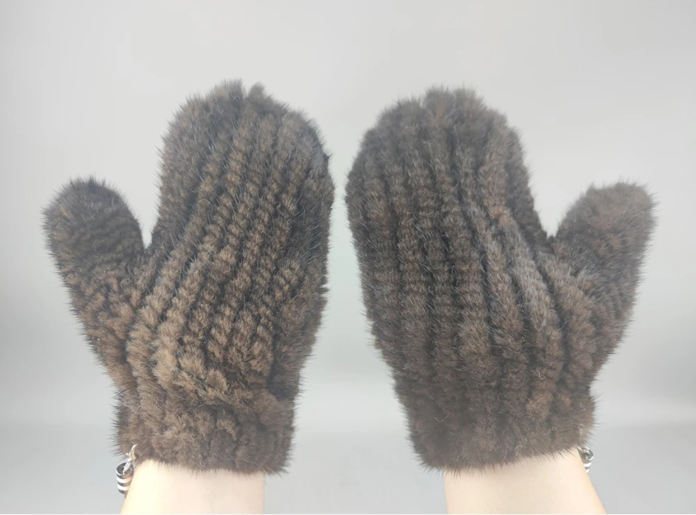 Winter Real Mink Fur Gloves Fashion Soft Warm 100%Natural Mink Fur Gloves Lady Good Elastic Genuine Fur Gloves Knitted Fur Glove