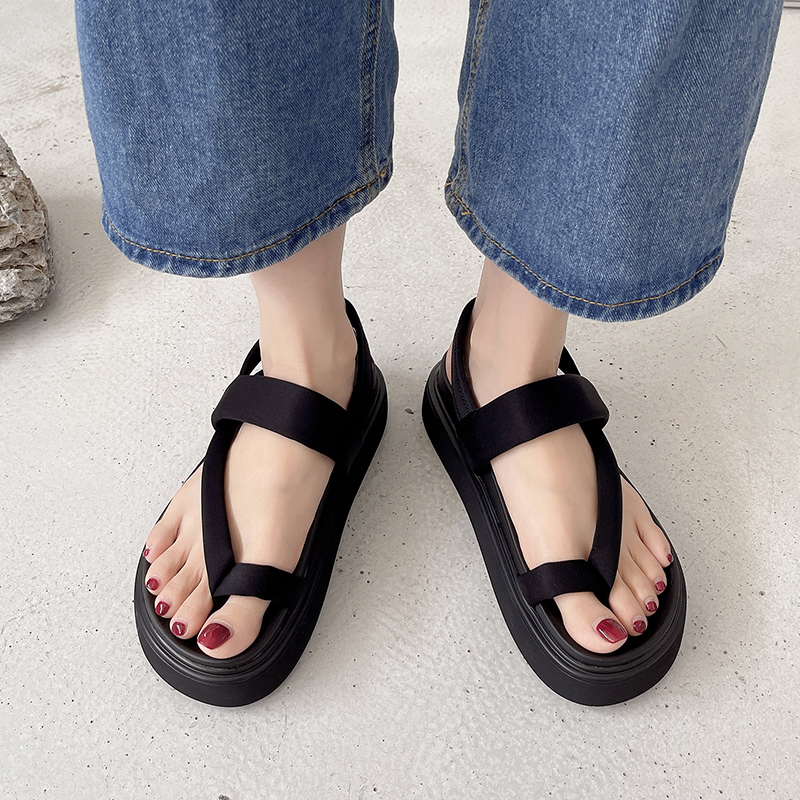 Summer New Women's Sandals Outer Wear Fashion Casual Slip Toe Thick Soled Roman Platform Sandalias Designer Slides Shoes