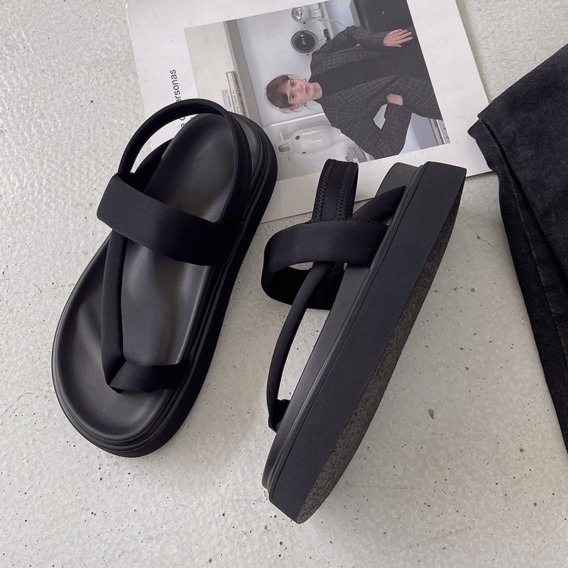 Summer New Women's Sandals Outer Wear Fashion Casual Slip Toe Thick Soled Roman Platform Sandalias Designer Slides Shoes