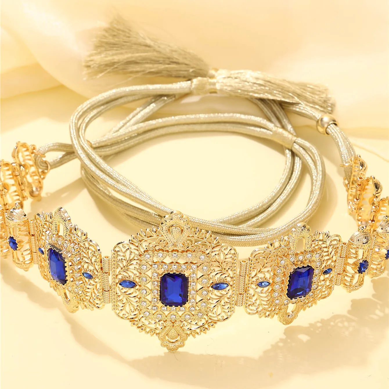 Saudi Arabian ladies robe belt inlaid with rhinestones adjustable size royal vintage style bridal wedding belt ladies gif