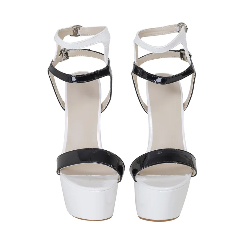 Liyke Sexy Red High Heels Platform Sandals For Women Fashion Double Buckle Strap Open Toe Wedding Banquet Shoes Big Size 45 46