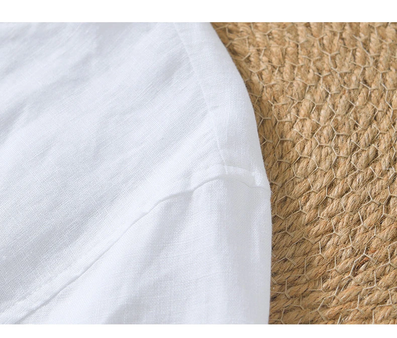 L998 100% Linen Premium T-shirts Men's Summer Fashion Chinese Style Vintage Solid Color Short Sleeve Tees Simple Breathable Tops