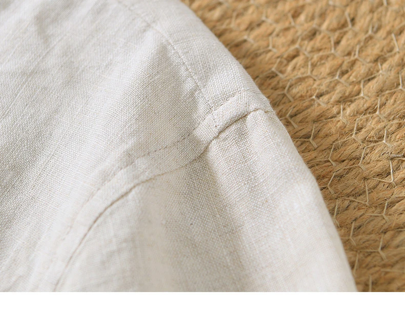 L998 100% Linen Premium T-shirts Men's Summer Fashion Chinese Style Vintage Solid Color Short Sleeve Tees Simple Breathable Tops
