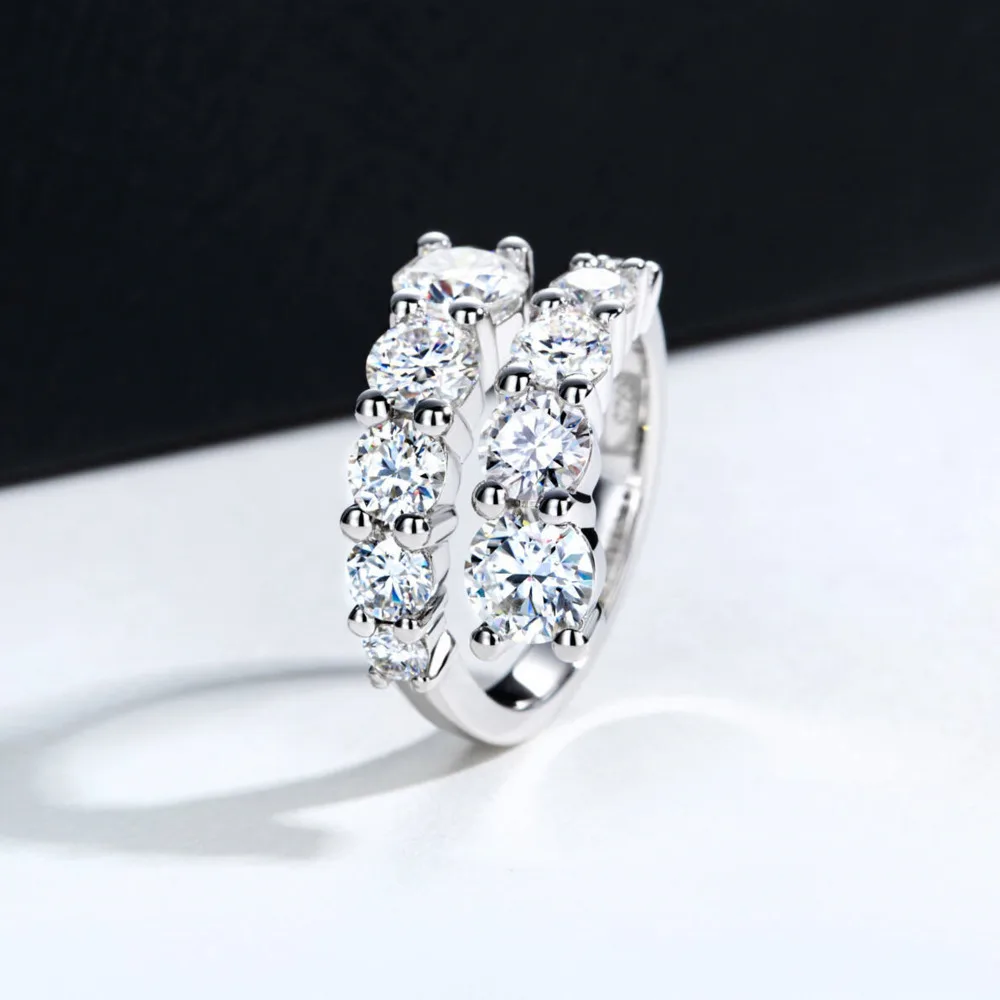 TY 925 Silver Moissanite Rings Woman Bands 10 Stones Sparkling Diamond Twist Shank Wedding Ring Engagement Jewelry