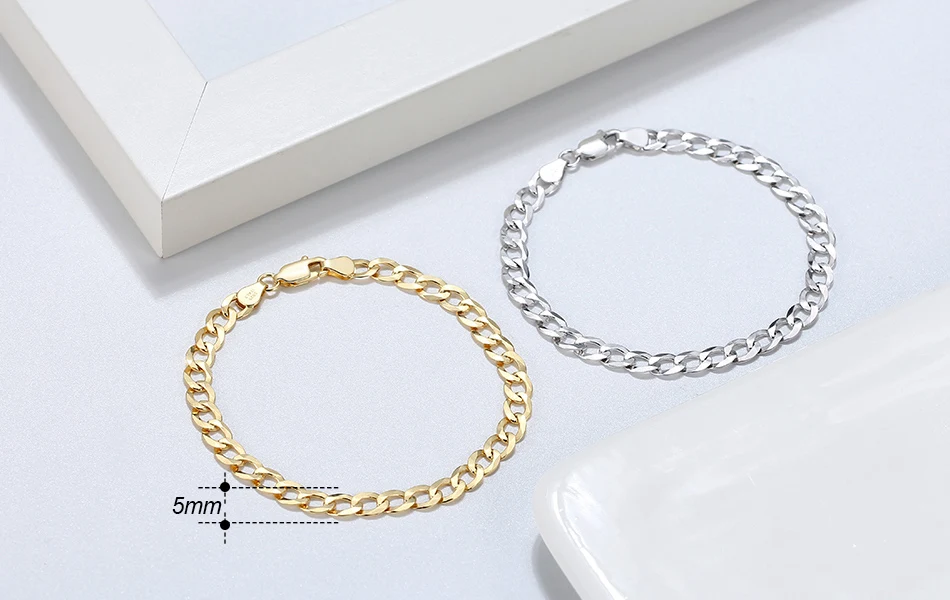 Rinntin 18K Gold Over 925 Sterling Silver 3mm/5mm Italian Diamond Cut Cuban Link Curb Chain Necklace for Women Men Jewelry SC60
