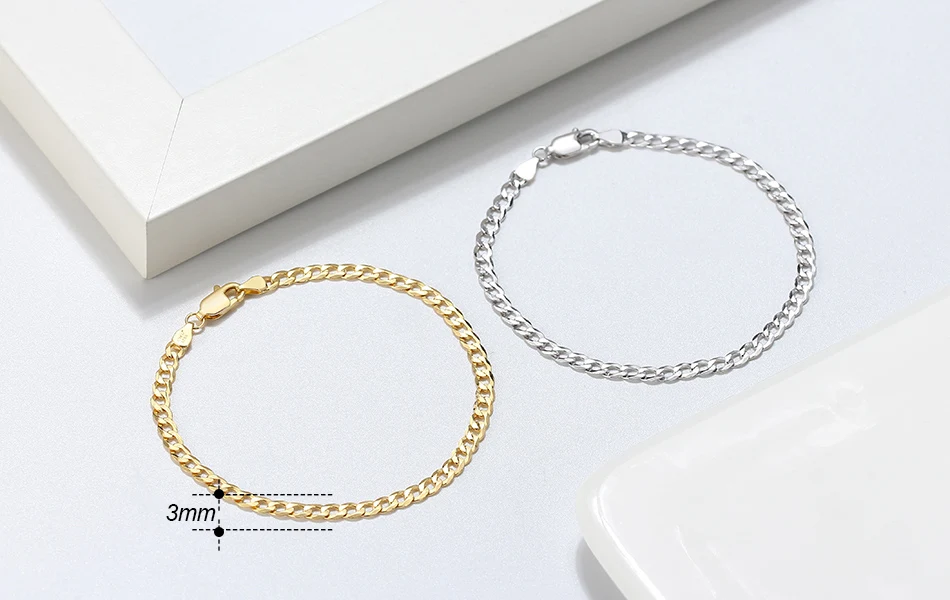 Rinntin 18K Gold Over 925 Sterling Silver 3mm/5mm Italian Diamond Cut Cuban Link Curb Chain Necklace for Women Men Jewelry SC60
