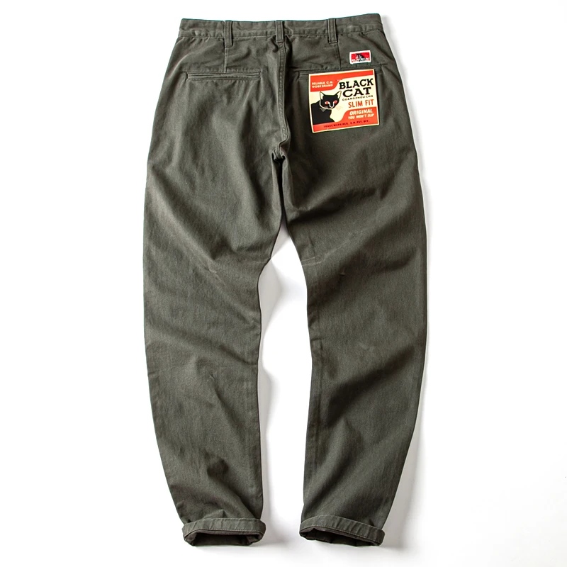 100% Cotton Dense Heavyweight Men Pants Retro American Casual Tough Guys Slim Straight Workwear Trousers Spring High Quality