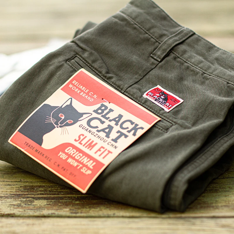 100% Cotton Dense Heavyweight Men Pants Retro American Casual Tough Guys Slim Straight Workwear Trousers Spring High Quality