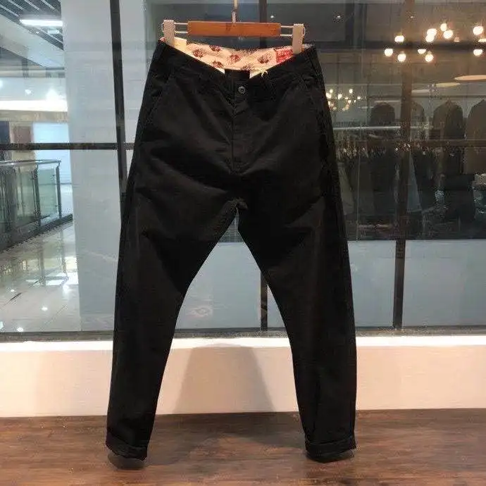 100% Cotton Dense Heavyweight Men Pants Retro American Casual Tough Guys Slim Straight Workwear Trousers Spring High Quality