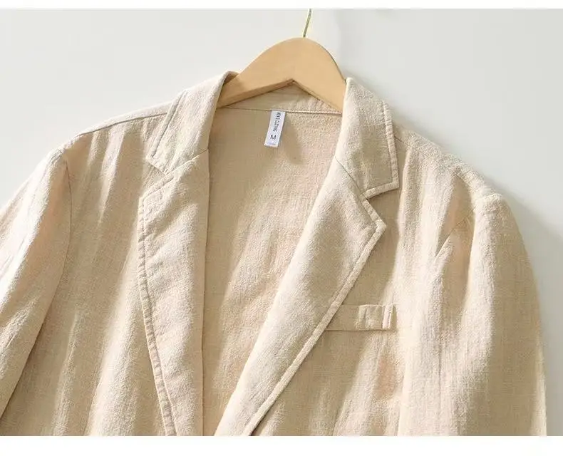 2025 Spring/Summer New Men's 100% Linen Suit Thin, Breathable and Comfortable Business and Leisure Small Suit Coat