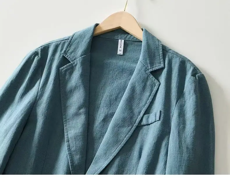 2025 Spring/Summer New Men's 100% Linen Suit Thin, Breathable and Comfortable Business and Leisure Small Suit Coat