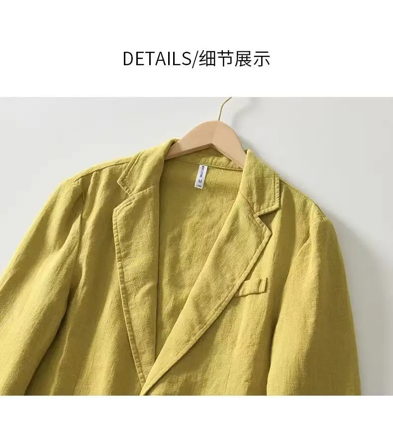 2025 Spring/Summer New Men's 100% Linen Suit Thin, Breathable and Comfortable Business and Leisure Small Suit Coat