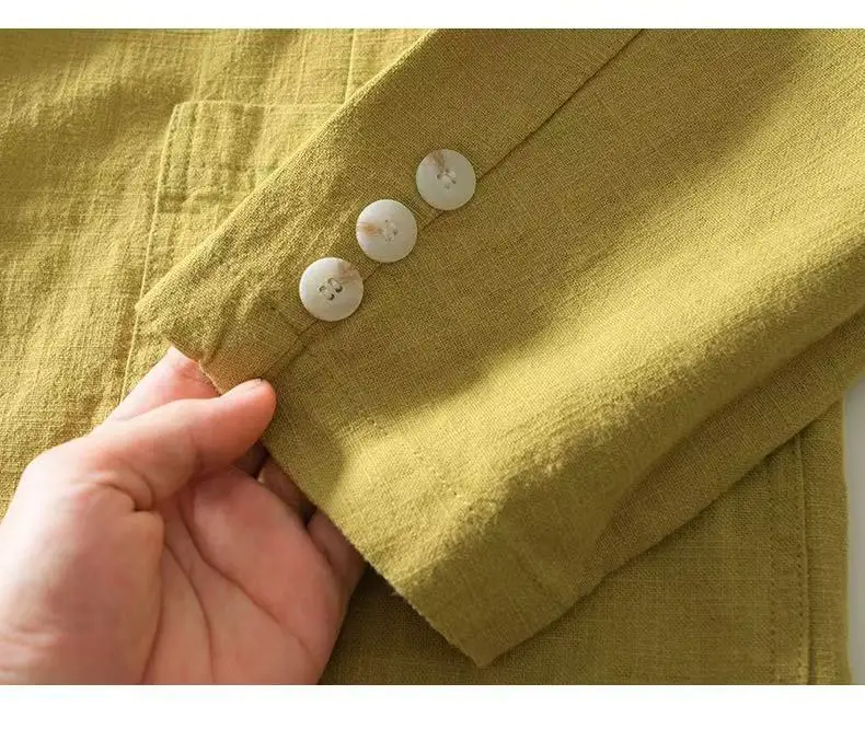 2025 Spring/Summer New Men's 100% Linen Suit Thin, Breathable and Comfortable Business and Leisure Small Suit Coat