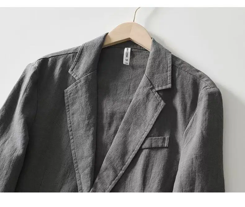 2025 Spring/Summer New Men's 100% Linen Suit Thin, Breathable and Comfortable Business and Leisure Small Suit Coat