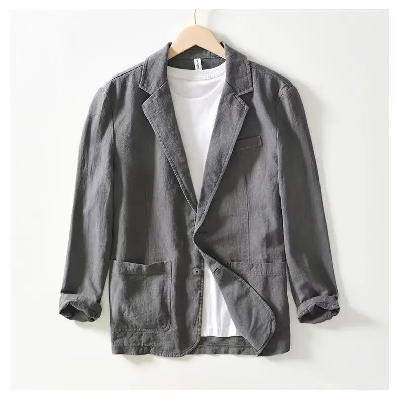 2025 Spring/Summer New Men's 100% Linen Suit Thin, Breathable and Comfortable Business and Leisure Small Suit Coat