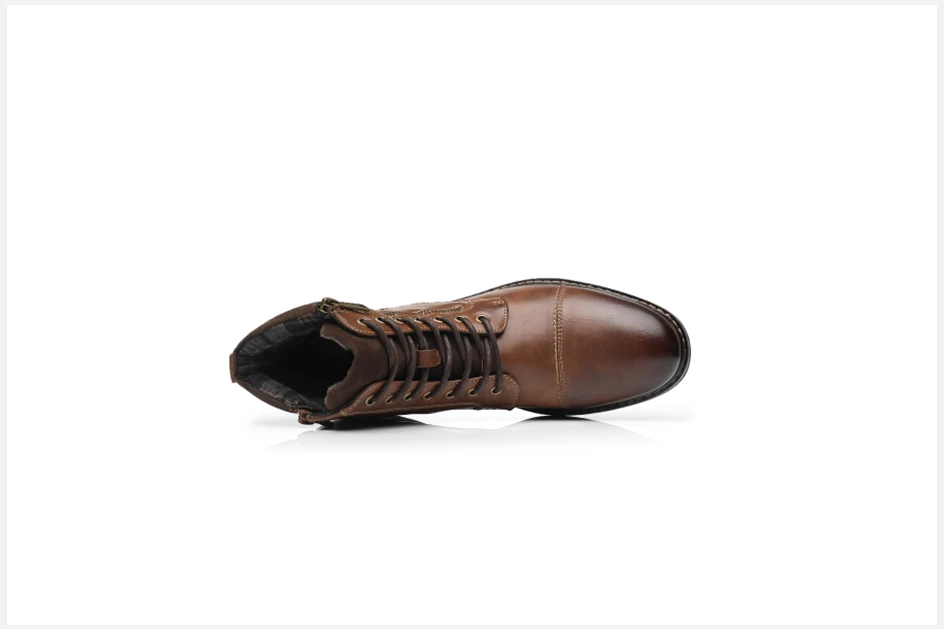 BHKH Men's Boots Winter Fashion Botines Zip Lace-Up Ankle Boots Vintage Business Dress Shoes Leather Casual Shoes for Men