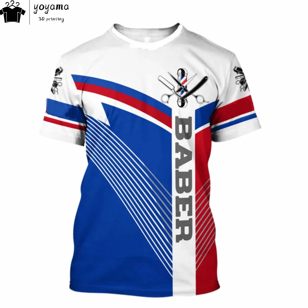 Fashion T-Shirt for Men's Shirt 3D Print Custom Short Sleeve Tops Barber Work Clothes Oversized Tee Shirt Men's Barber Clothes
