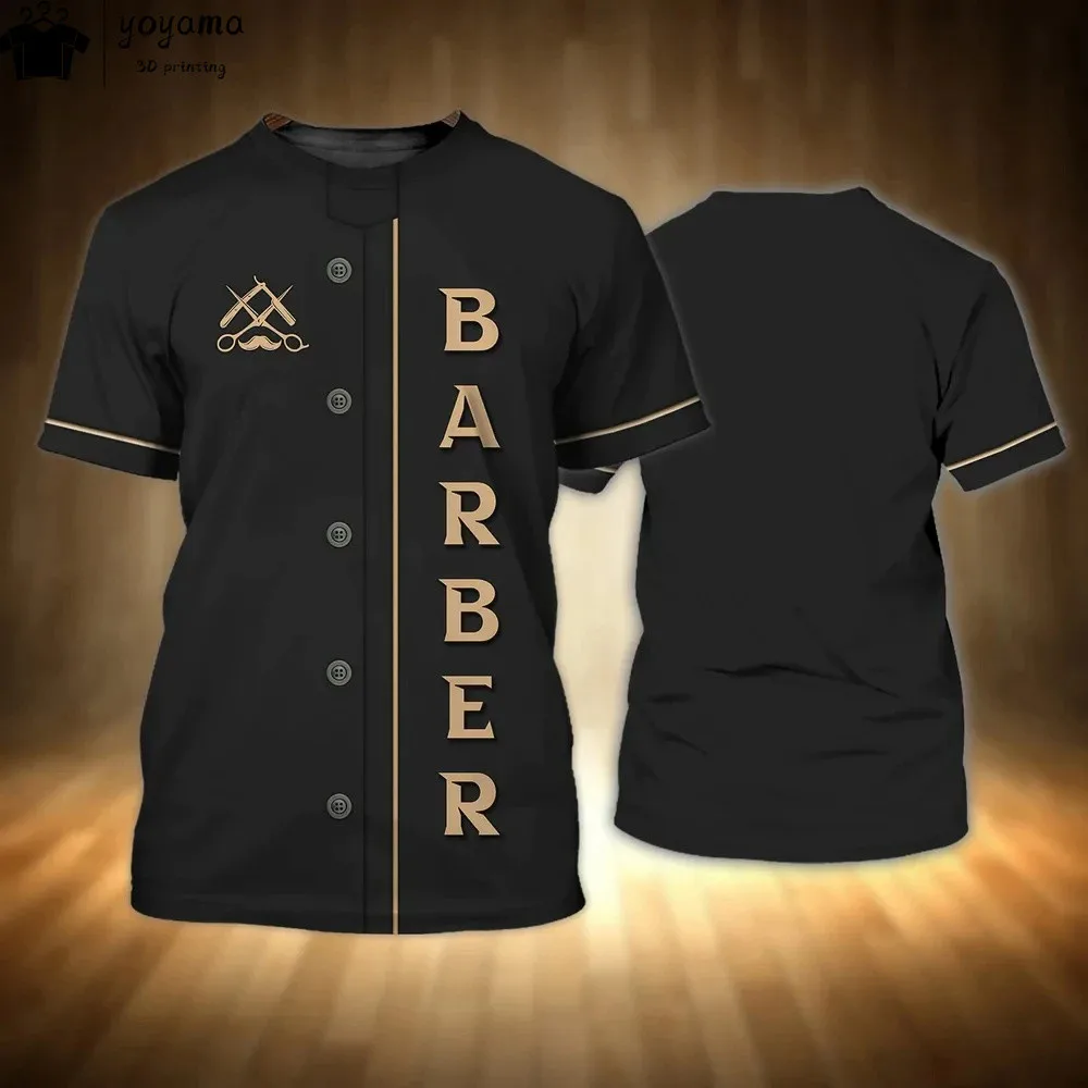 Fashion T-Shirt for Men's Shirt 3D Print Custom Short Sleeve Tops Barber Work Clothes Oversized Tee Shirt Men's Barber Clothes