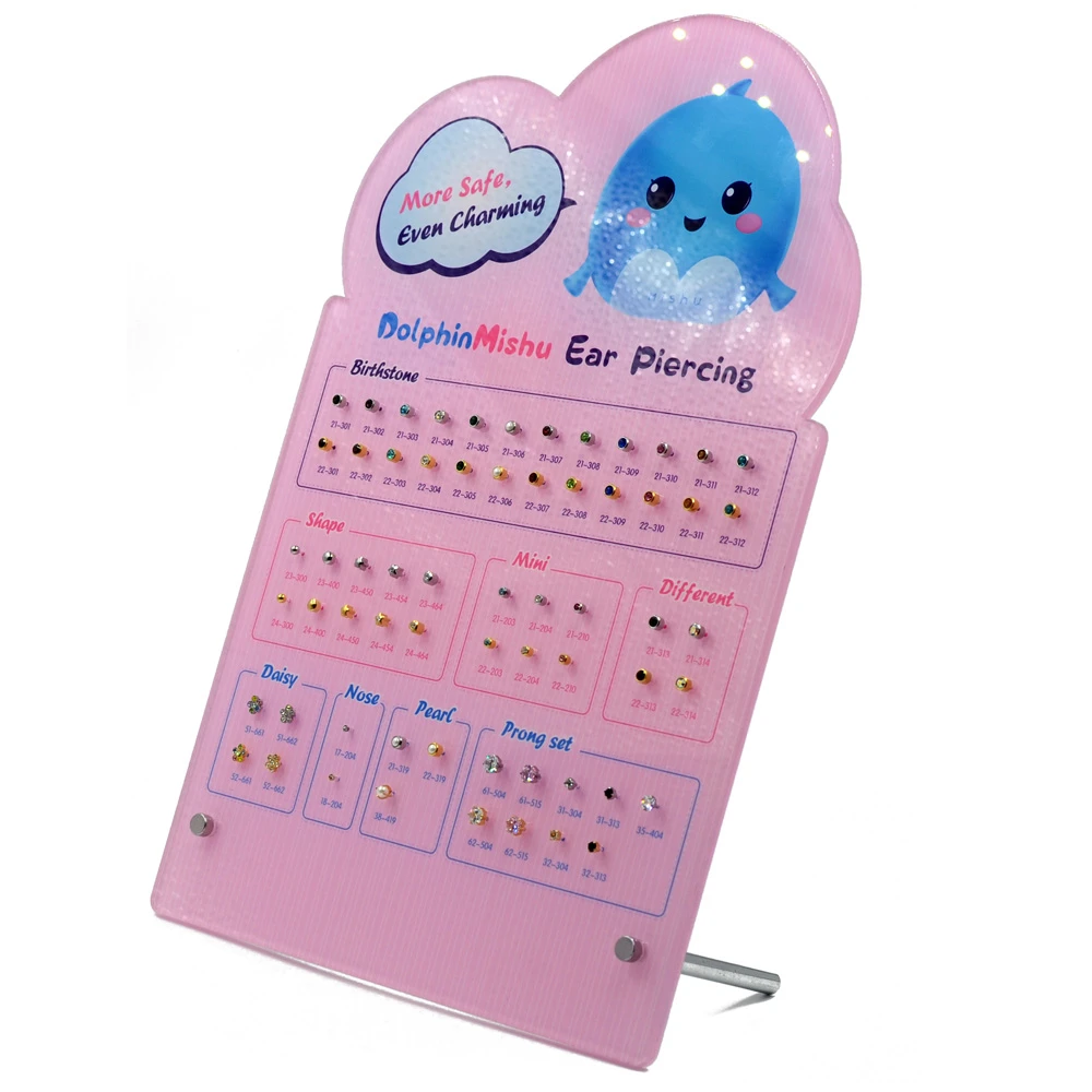 24PCS DolphinMishu Ear/Nose Piercing Cartilage Tragus High Quality Piercer Tool Pink Machine Kit 316L Steel Studs Body Jewelry