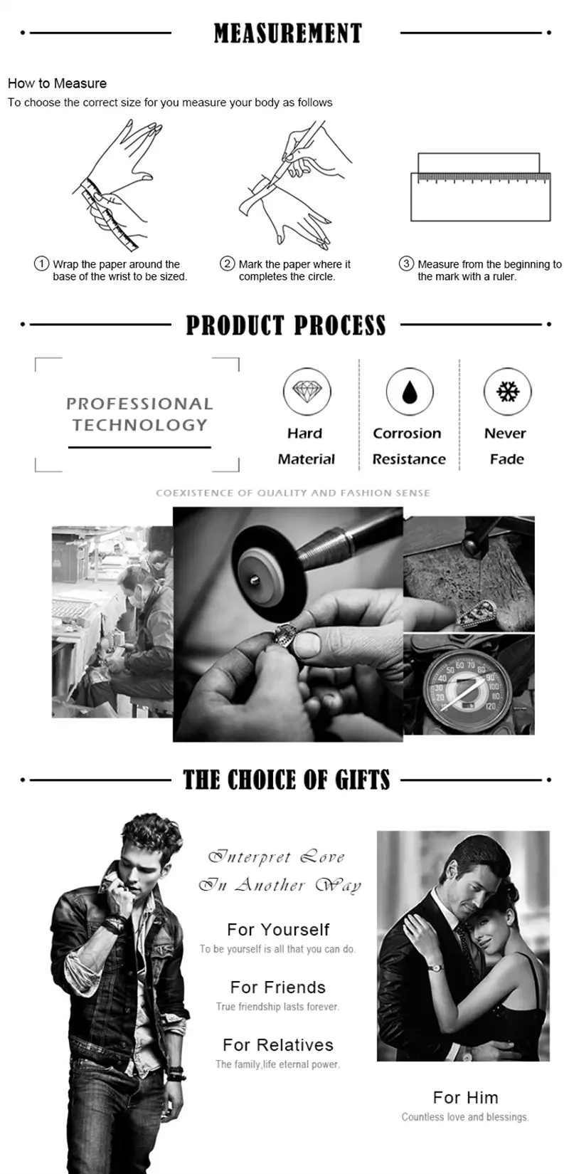 Fongten Heavy Curb Bracelet for Men Vintage Stainless Steel Foundry Tapping Pattern Cuban Chain Male Bangle Bracelets Jewelry