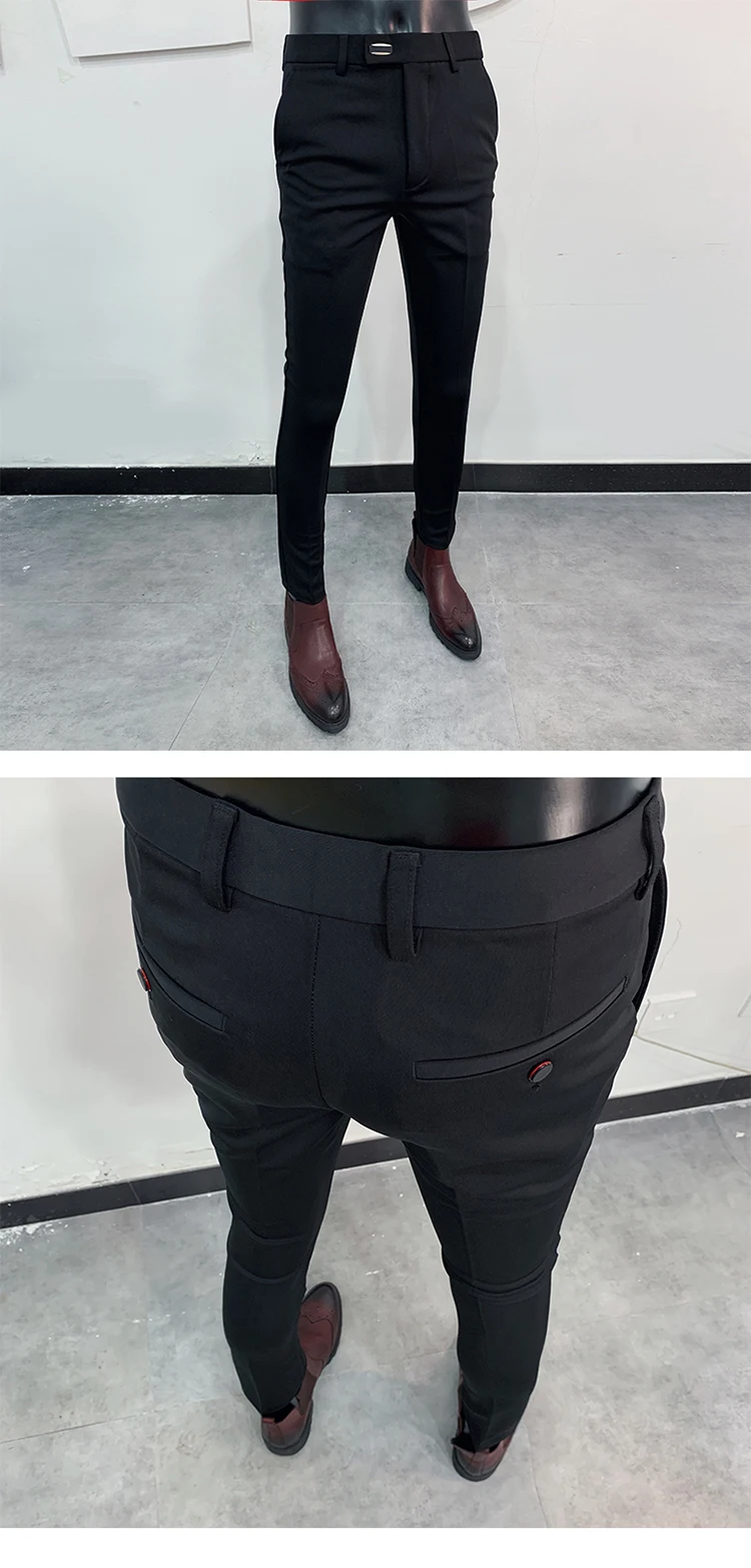 Men Suit Pants Dress Pantalone Hombre Stretch Slim Formal Trousers Calça Masculina Solid Color Casual Pants Fashion Men Clothing