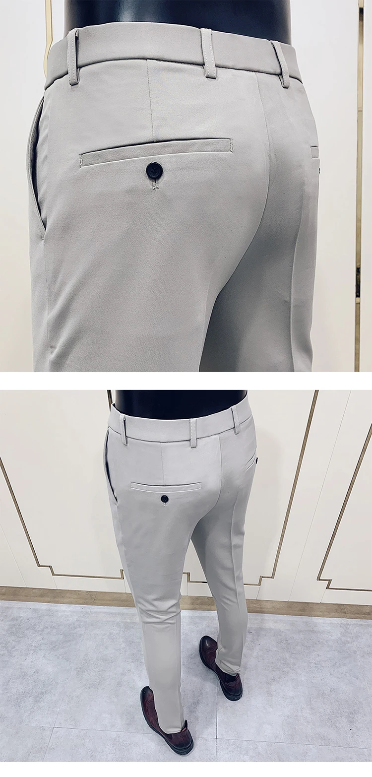 Men Suit Pants Dress Pantalone Hombre Stretch Slim Formal Trousers Calça Masculina Solid Color Casual Pants Fashion Men Clothing