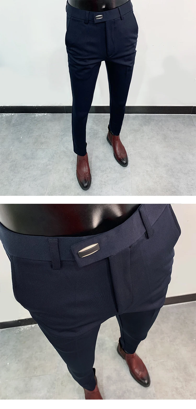 Men Suit Pants Dress Pantalone Hombre Stretch Slim Formal Trousers Calça Masculina Solid Color Casual Pants Fashion Men Clothing