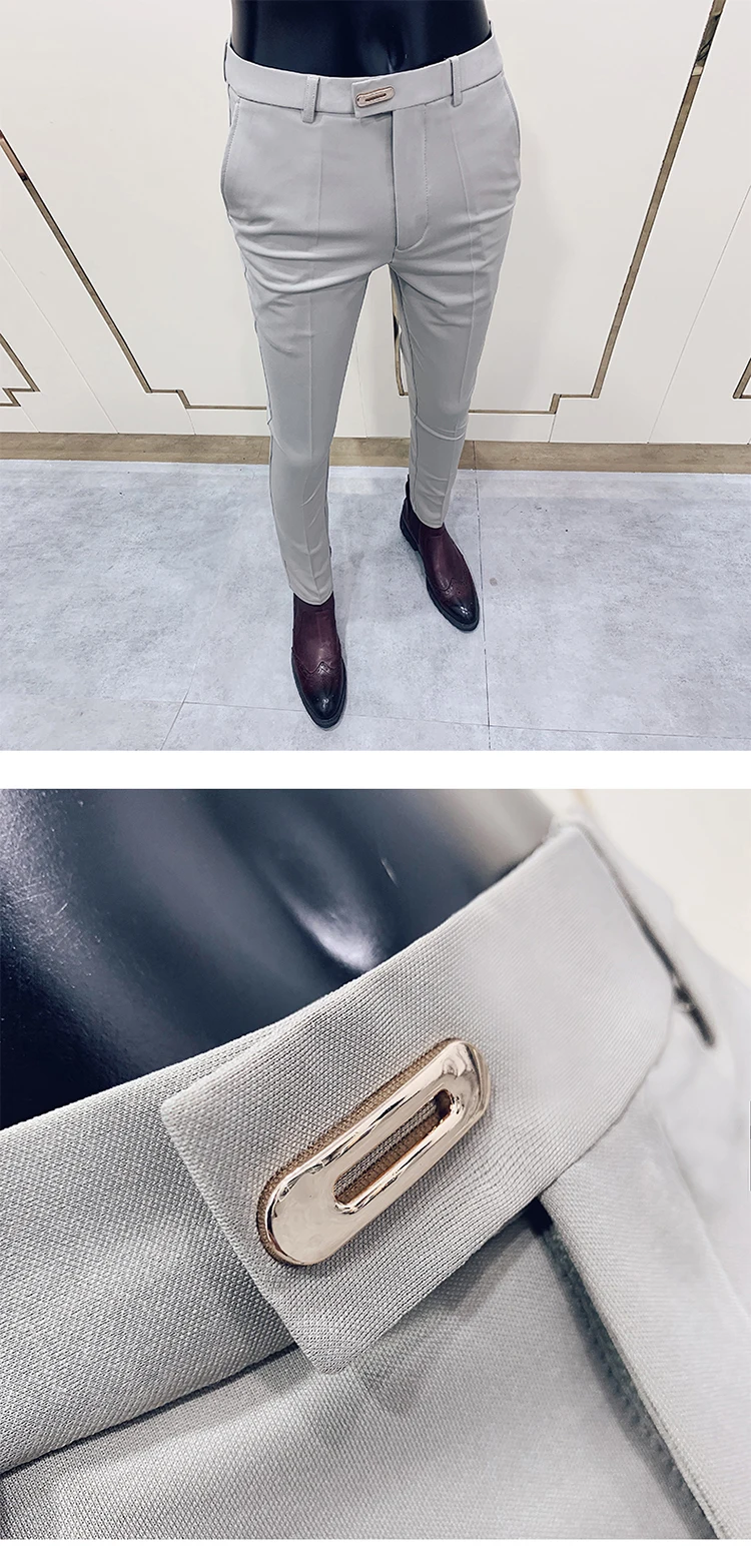 Men Suit Pants Dress Pantalone Hombre Stretch Slim Formal Trousers Calça Masculina Solid Color Casual Pants Fashion Men Clothing