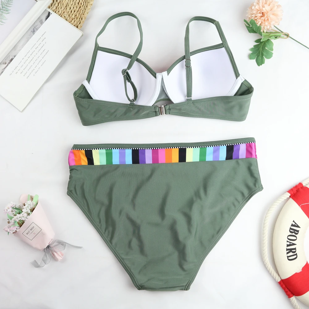 2024 New Women Swimsuit Sexy Women High Waist Bikini Swimwear Female Two Piece Beachwear Printed Bikinis Set Bathing Suit