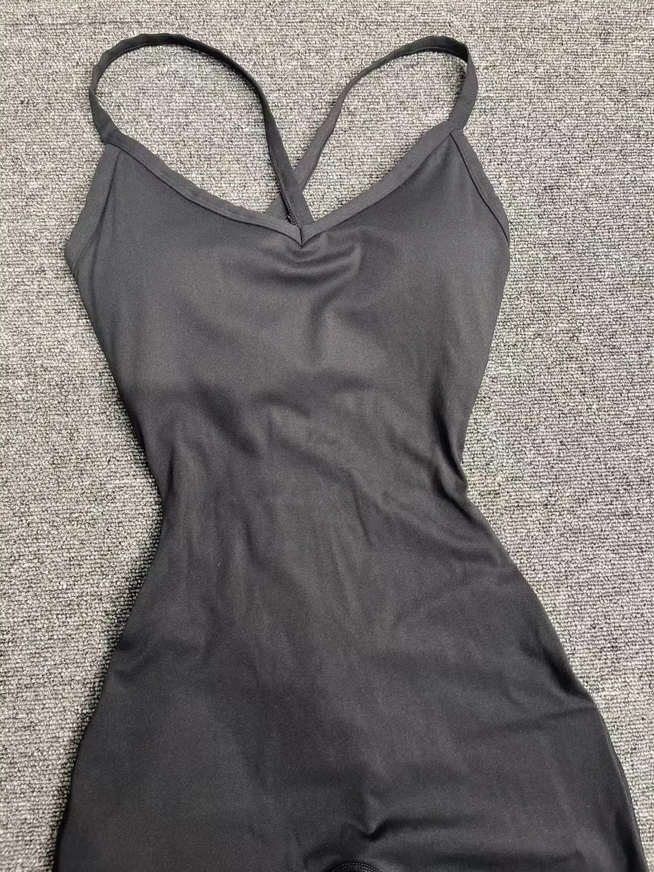 New Nylon Pad V-Neck Wrap Yoga Bodysuit - Adjustable Hook Tummy Control Butt Lift Workout Jumpsuit