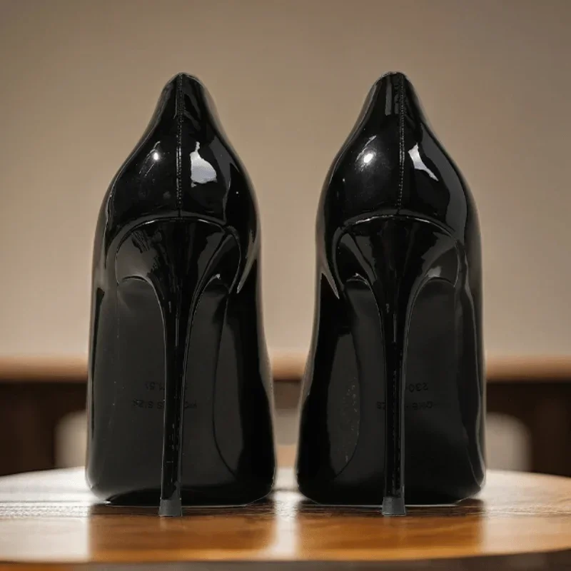 New Minimalist Women's Single Shoes, Plus Size Professional Pointed High Heels, Silver Black and White Mirror Summer Work Shoes