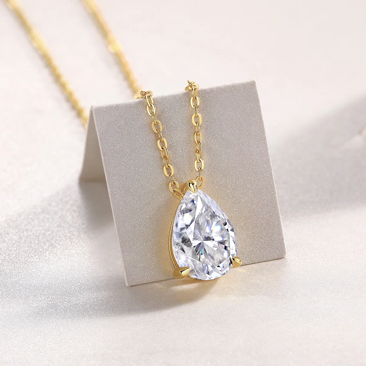 EWYA Pear Cut 1/1.5/3/4/5CT D Color Moissanite Pendant Necklace for Women Men 925 Silver Waterdrop Solitaire Diamond Neck Chain