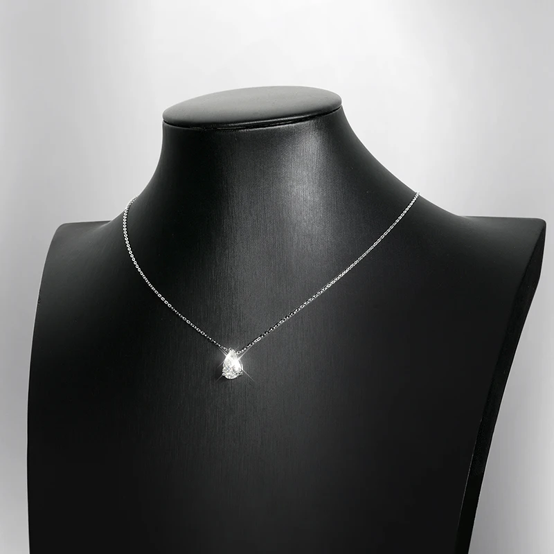 EWYA Pear Cut 1/1.5/3/4/5CT D Color Moissanite Pendant Necklace for Women Men 925 Silver Waterdrop Solitaire Diamond Neck Chain
