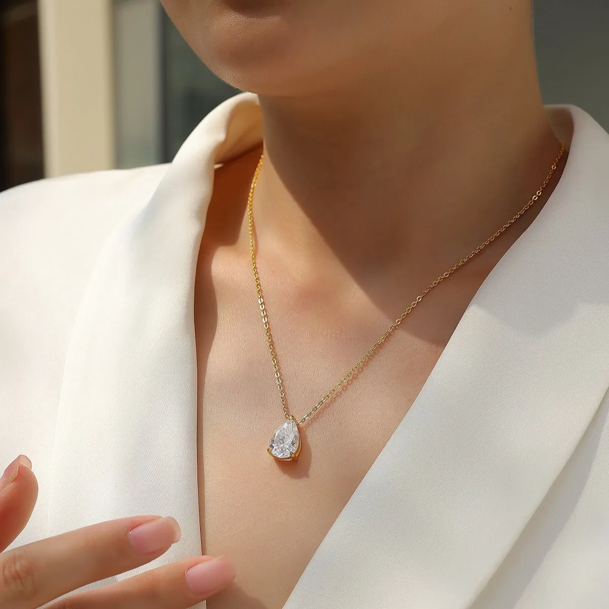 EWYA Pear Cut 1/1.5/3/4/5CT D Color Moissanite Pendant Necklace for Women Men 925 Silver Waterdrop Solitaire Diamond Neck Chain