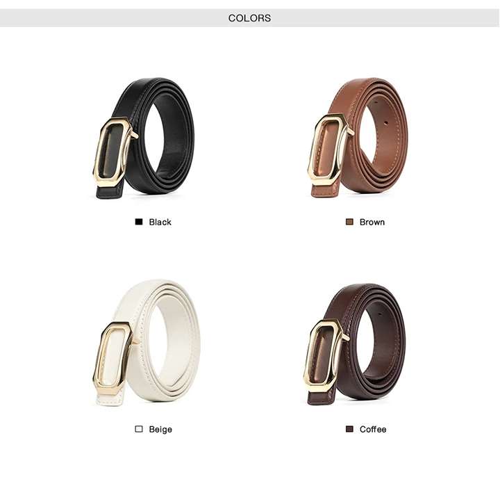 BEAUTODAY Casual Belts Women Genuine Cow Leather Metal Square Buckle Luxury Waistband Female Accessories Handmade 91112