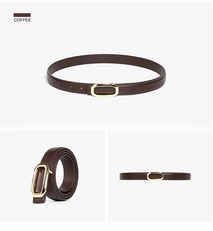 BEAUTODAY Casual Belts Women Genuine Cow Leather Metal Square Buckle Luxury Waistband Female Accessories Handmade 91112