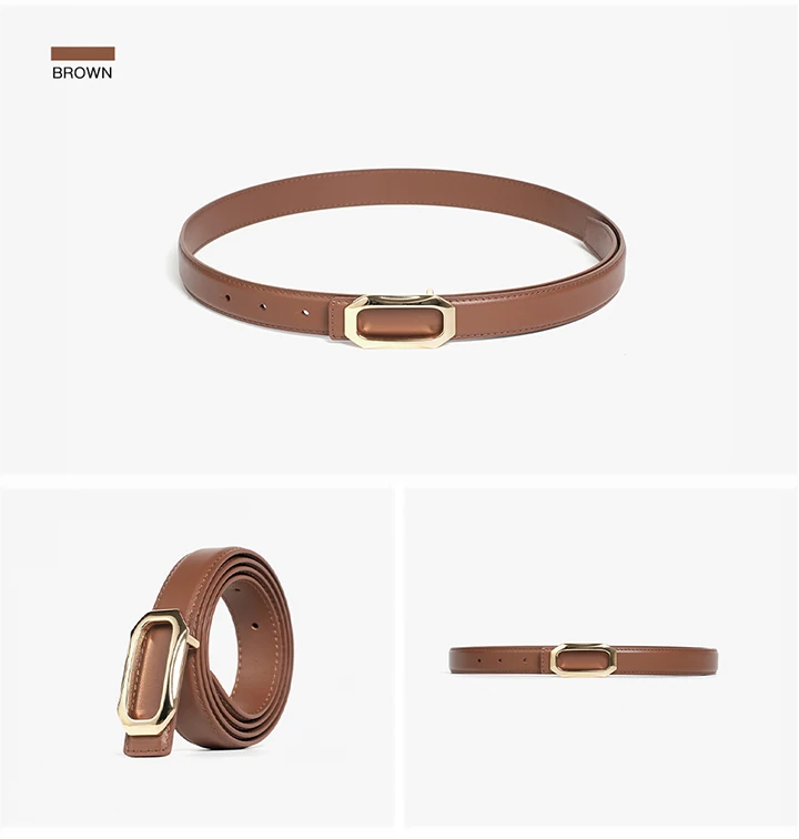 BEAUTODAY Casual Belts Women Genuine Cow Leather Metal Square Buckle Luxury Waistband Female Accessories Handmade 91112