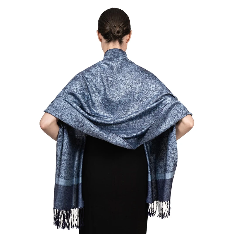 [T003] 1pc Bohemian Fashion Paisley Jacquard Pashmina Scarf Tassel Ladies Hijab Shawl Wrap Winter Suitable For Daily Wear