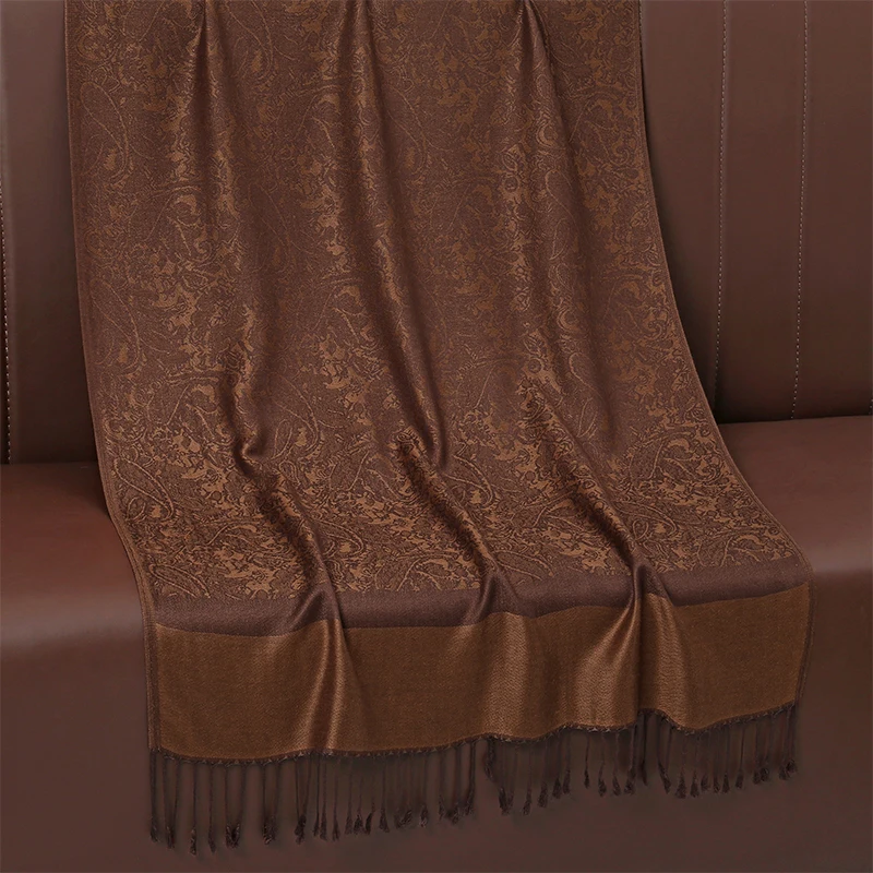 [T003] 1pc Bohemian Fashion Paisley Jacquard Pashmina Scarf Tassel Ladies Hijab Shawl Wrap Winter Suitable For Daily Wear
