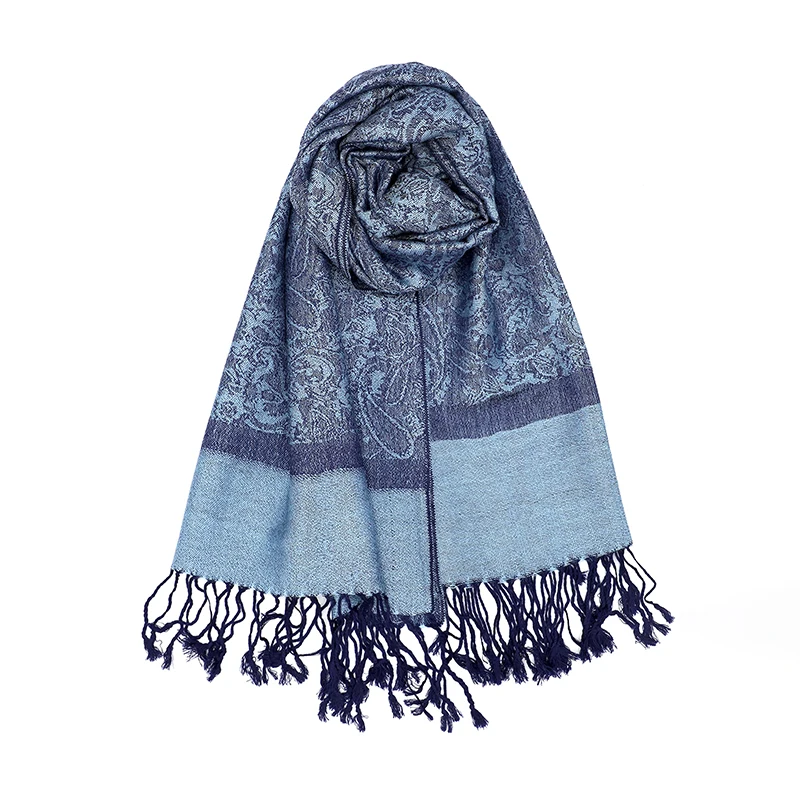 [T003] 1pc Bohemian Fashion Paisley Jacquard Pashmina Scarf Tassel Ladies Hijab Shawl Wrap Winter Suitable For Daily Wear