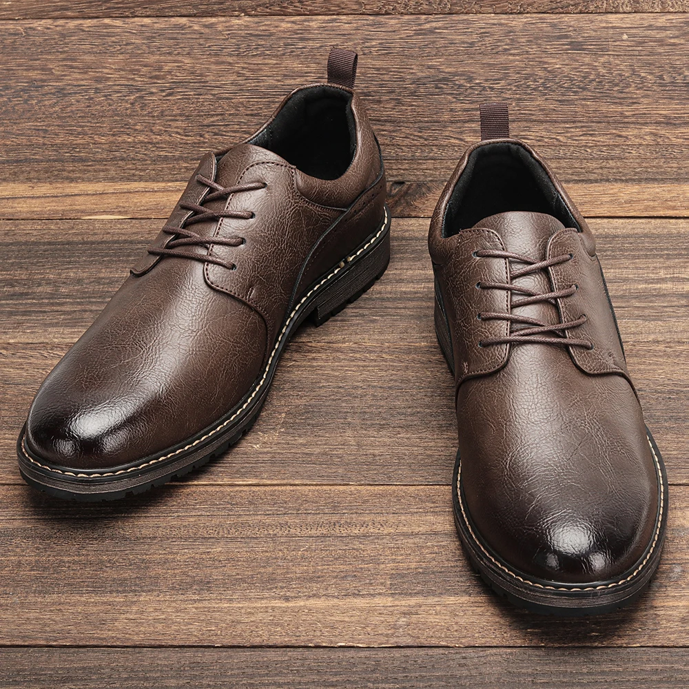 Men Casual Shoes Fashion Brand Comfortable 2025 Leather Shoes#KD826