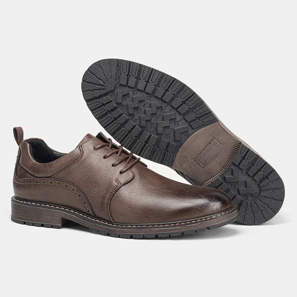 Men Casual Shoes Fashion Brand Comfortable 2025 Leather Shoes#KD826