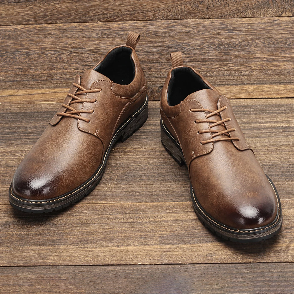 Men Casual Shoes Fashion Brand Comfortable 2025 Leather Shoes#KD826